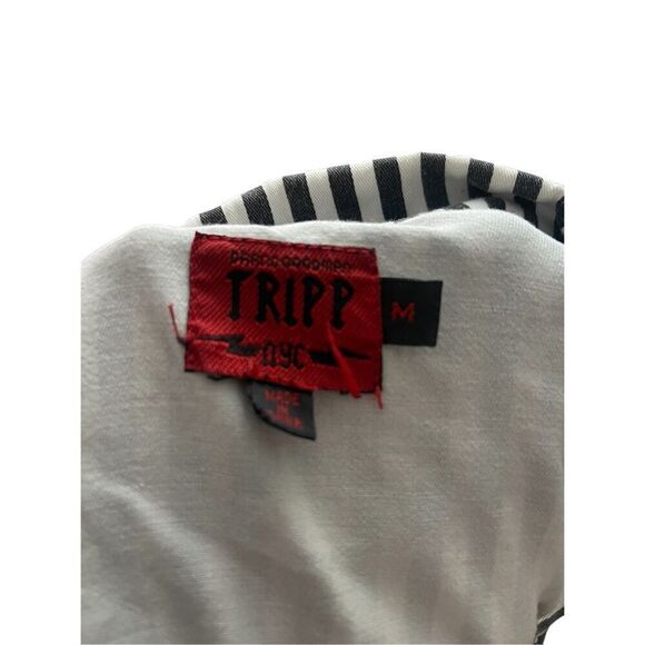 Vintage Tripp NYC Black and White Striped Moto Jacket Women’s Size M - Picture 4 of 6
